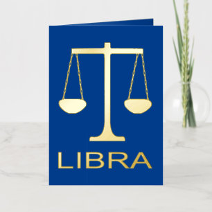 Libra Golden Scales Star Sign Custom Birthday Foil Greeting Card
