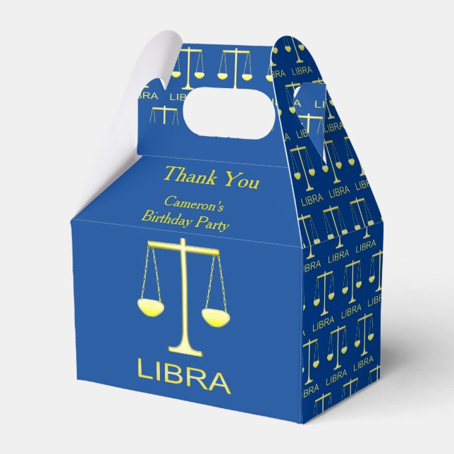 Libra Golden Scales Star Sign Custom Favour Box (Front Side)