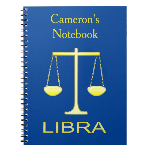 Libra Golden Scales Star Sign Custom Notebook (Front)