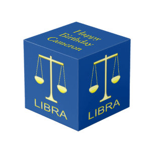 Libra Golden Scales Star Sign Custom Photo upload Cube
