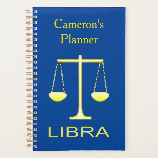Libra Golden Scales Star Sign Custom Planner (Front)