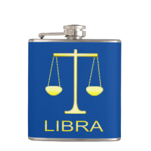 Libra Golden Scales Star Sign Hip Flask