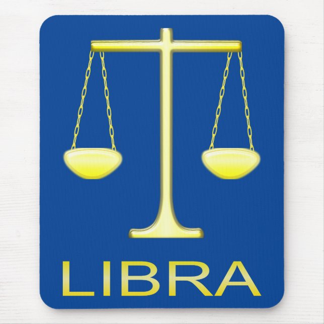 Libra Golden Scales Star Sign Mouse Mat (Front)