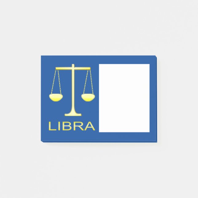 Libra Golden Scales Star Sign Post-it Notes (Front)