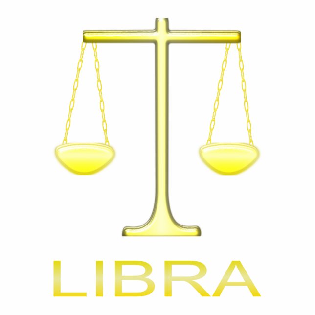 Libra Golden Scales Star Sign Standing Photo Sculpture (Front)