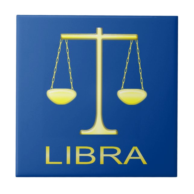 Libra Golden Scales Star Sign Tile (Front)