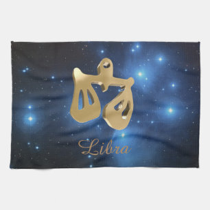 Libra golden sign tea towel