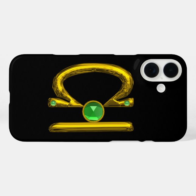 LIBRA , Green Emerald and Gold ,Black Case-Mate iPhone Case (Back (Horizontal))