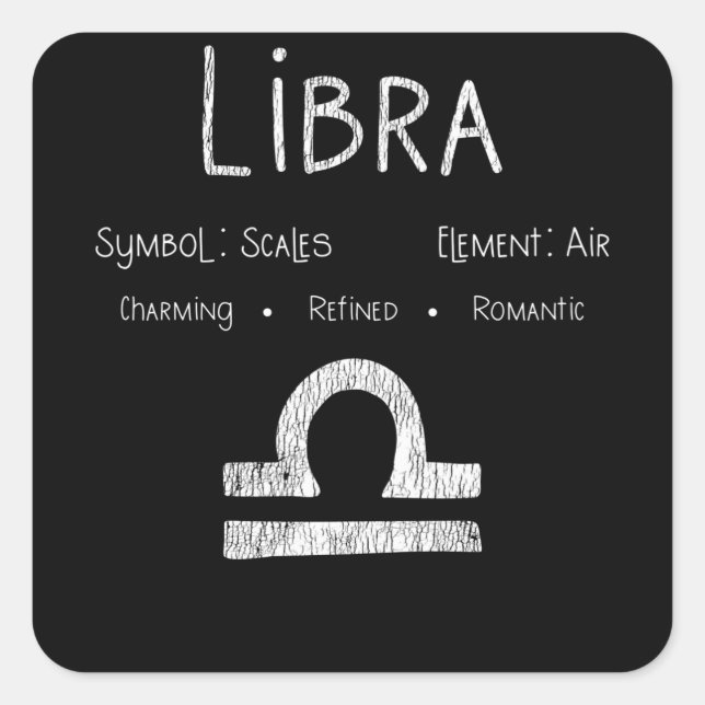 Libra Horoscope Astrology Star Sign Birthday Gift Square Sticker (Front)