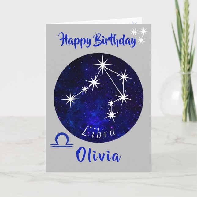 Libra Horoscope Birthday Card (Front)