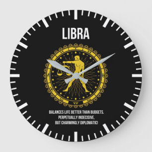 Libra - Horoscope, Funny Zodiac Sign Humour Large Clock