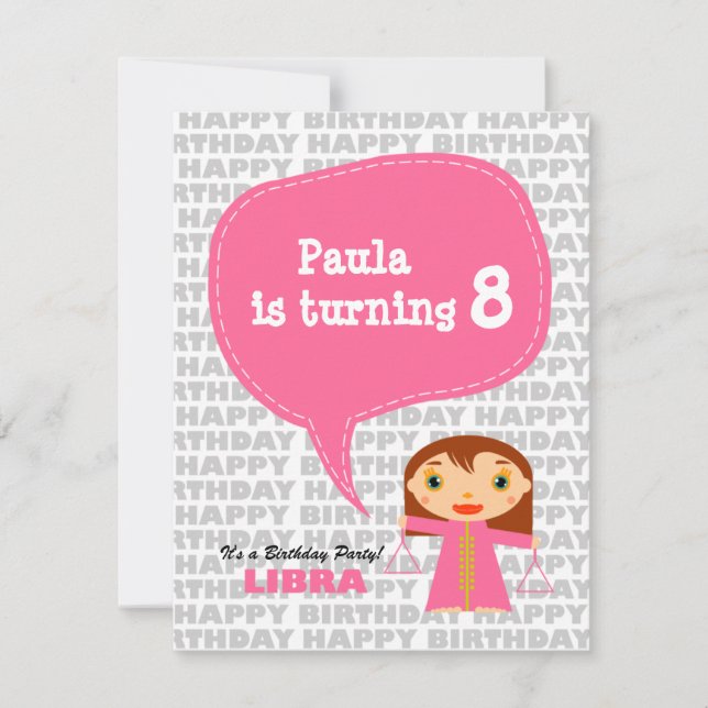 Libra Kids Party Invitation (Front)