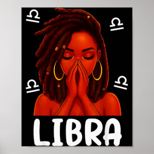 Libra Locd Black Woman Pray Christian Zodiac Birth Poster