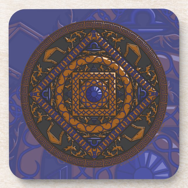 Libra Mandala Square Tile Coaster (Front)