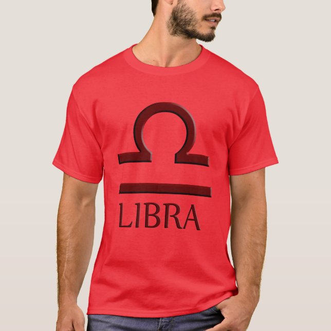 Libra Mens Red T-Shirt (Front)