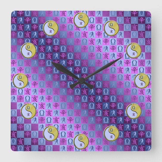 Libra & Metal Boar Square Wall Clock (Front)