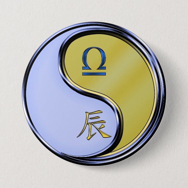 Libra & Metal Dragon 7.5 Cm Round Badge (Front)