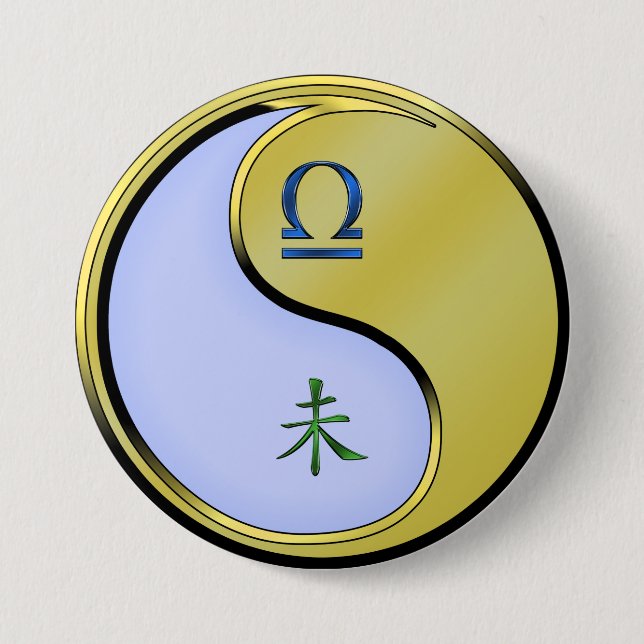 Libra & Metal Goat 7.5 Cm Round Badge (Front)