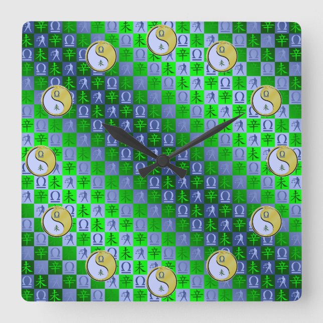 Libra & Metal Goat Square Wall Clock (Front)