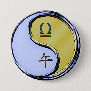 Libra & Metal Horse 7.5 Cm Round Badge