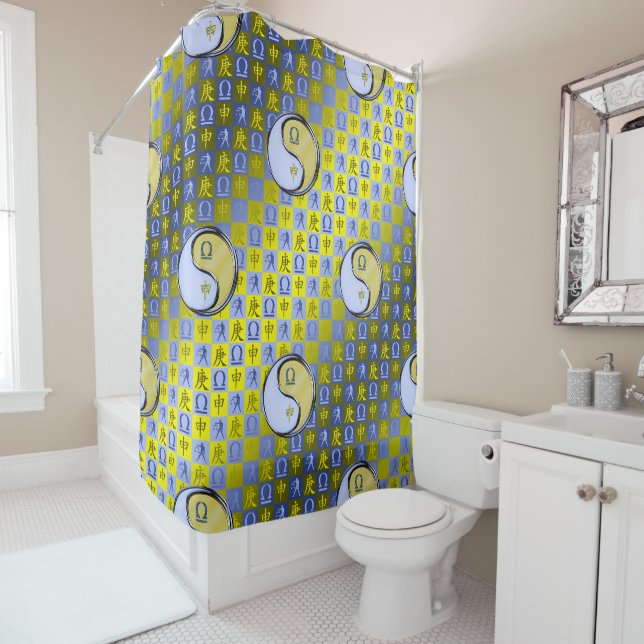 Libra & Metal Monkey Shower Curtain (In Situ)