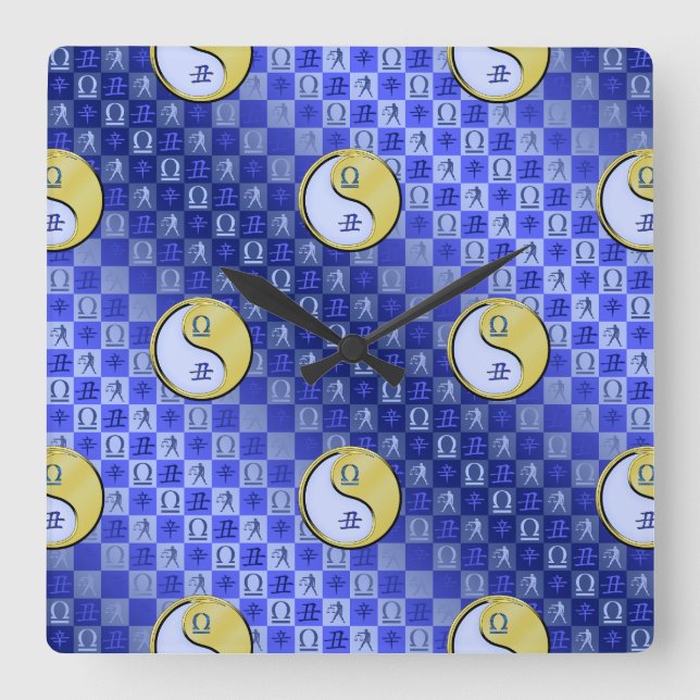 Libra & Metal Ox Square Wall Clock (Front)