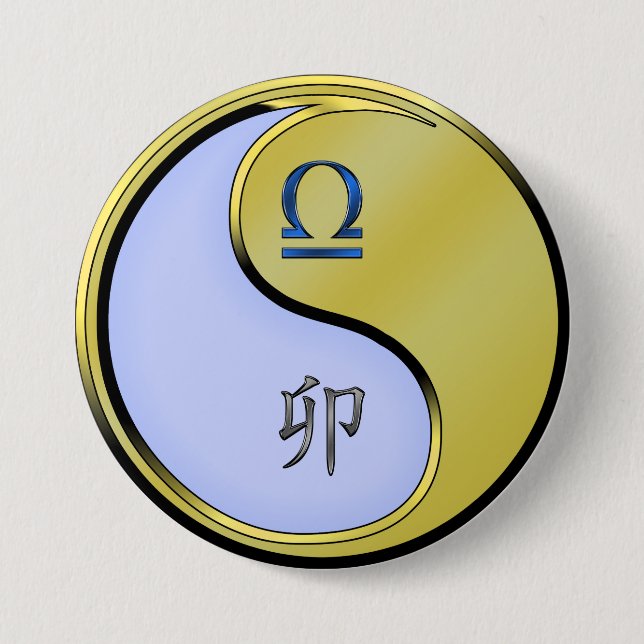 Libra & Metal Rabbit 7.5 Cm Round Badge (Front)