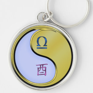 Libra & Metal Rooster Key Ring