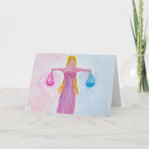 Libra Pastel Zodiac Symbol Birthday Card