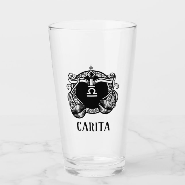 Libra Personalised Glass Cup (Front)