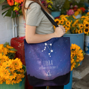 Libra Personalised Zodiac Constellation Tote Bag