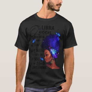 Libra Queen Afro Melanin Girl Birthday Gift For Bl T-Shirt