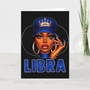 Libra Queen Black Woman With Cap Crown Afro Girl Z Card