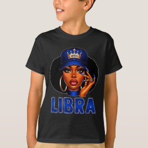 Libra Queen Black Woman With Cap Crown Afro Girl Z T-Shirt