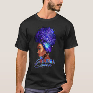 Libra Queen Curly Hair Black Girl Magic Zodiac Que T-Shirt