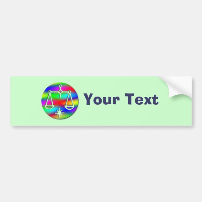 Libra Rainbow Scales Zodiac Star Sign Bumper Sticker (Front)