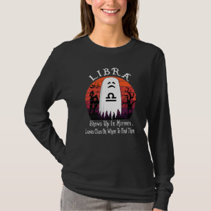 Libra Retro Ghost Zodiac Sign  Halloween Costume T-Shirt