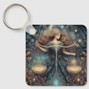 Libra Scales Zodiac Astrology Celestial Birthday Key Ring