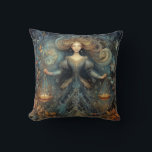Libra Scales Zodiac Astrology Mystical Birthday Cushion<br><div class="desc">This stunning art work depicts scales,  the symbol for the zodiac sign of Libra. It has a celestial,  magical,  fantasy feel to it. AI assisted graphic purchased with commercial use.  Artwork:  RedHeronLighthouse</div>