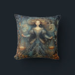 Libra Scales Zodiac Astrology Mystical Birthday Cushion<br><div class="desc">This stunning art work depicts scales,  the symbol for the zodiac sign of Libra. It has a celestial,  magical,  fantasy feel to it. AI assisted graphic purchased with commercial use.  Artwork:  RedHeronLighthouse</div>