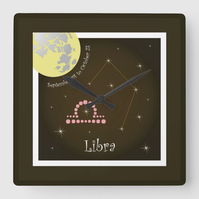 Libra September 24 to October 23 Uhr Square Wall Clock (Front)