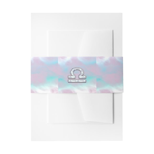 Libra Sign Mother of Pearl Style Invitation Belly Band (Front Example)