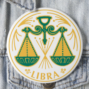 Libra Sign of the Zodiac on a 10 Cm Round Badge