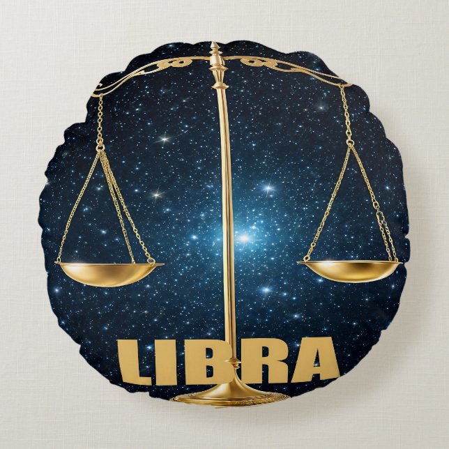 Libra sign of the zodiac round cushion (Front)