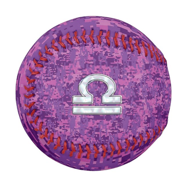 Libra Sign on Fuchsia Digital Camo Baseball (Front Left)