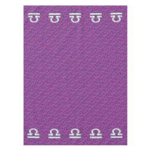 Libra Sign on Fuchsia Digital Camo Tablecloth