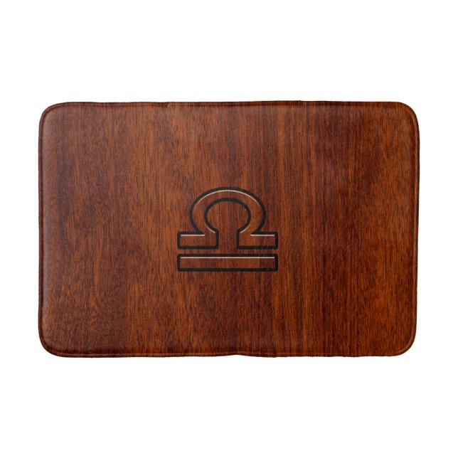 Libra Sign on Mahogany Style Decor Bath Mat (Front)