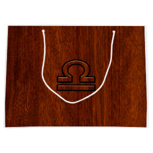 Libra Sign on Mahogany Style Decor Large Gift Bag