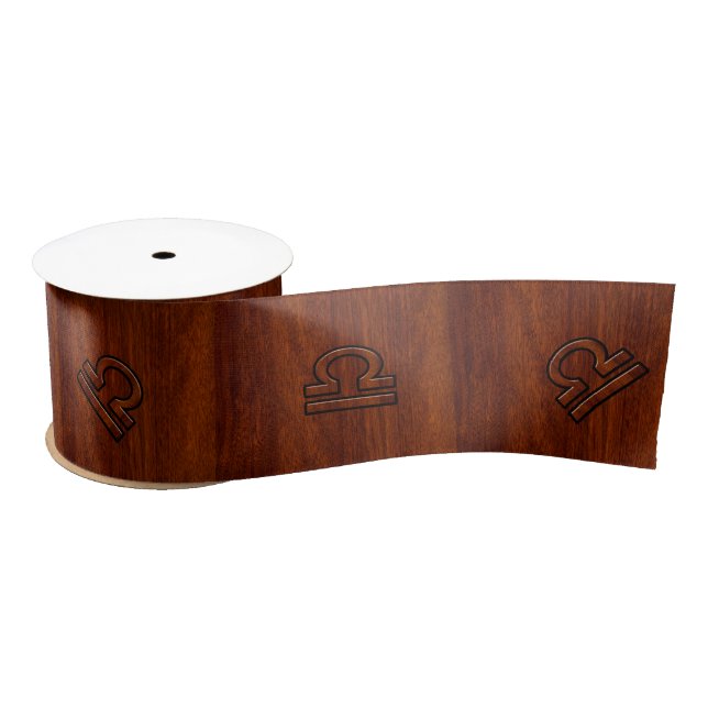 Libra Sign on Mahogany Style Decor Satin Ribbon (Spool)