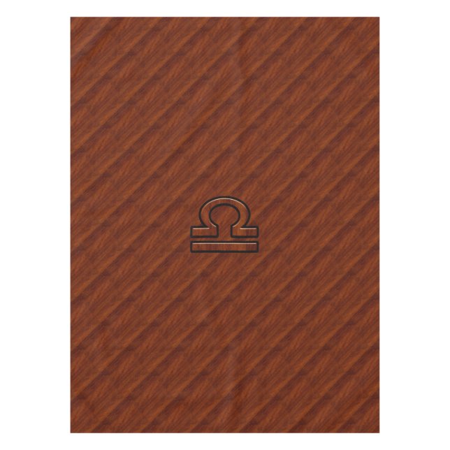 Libra Sign on Mahogany Style Decor Tablecloth (Front)